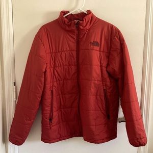 Red North face jacket